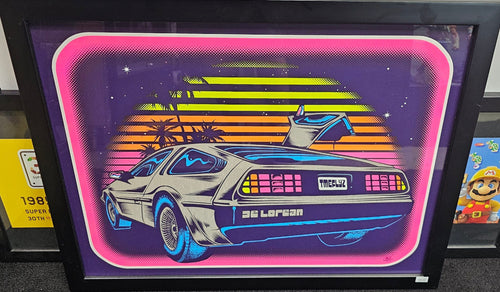Back to the Future DeLorean Retro Vaporwave Art Print - Vault 82