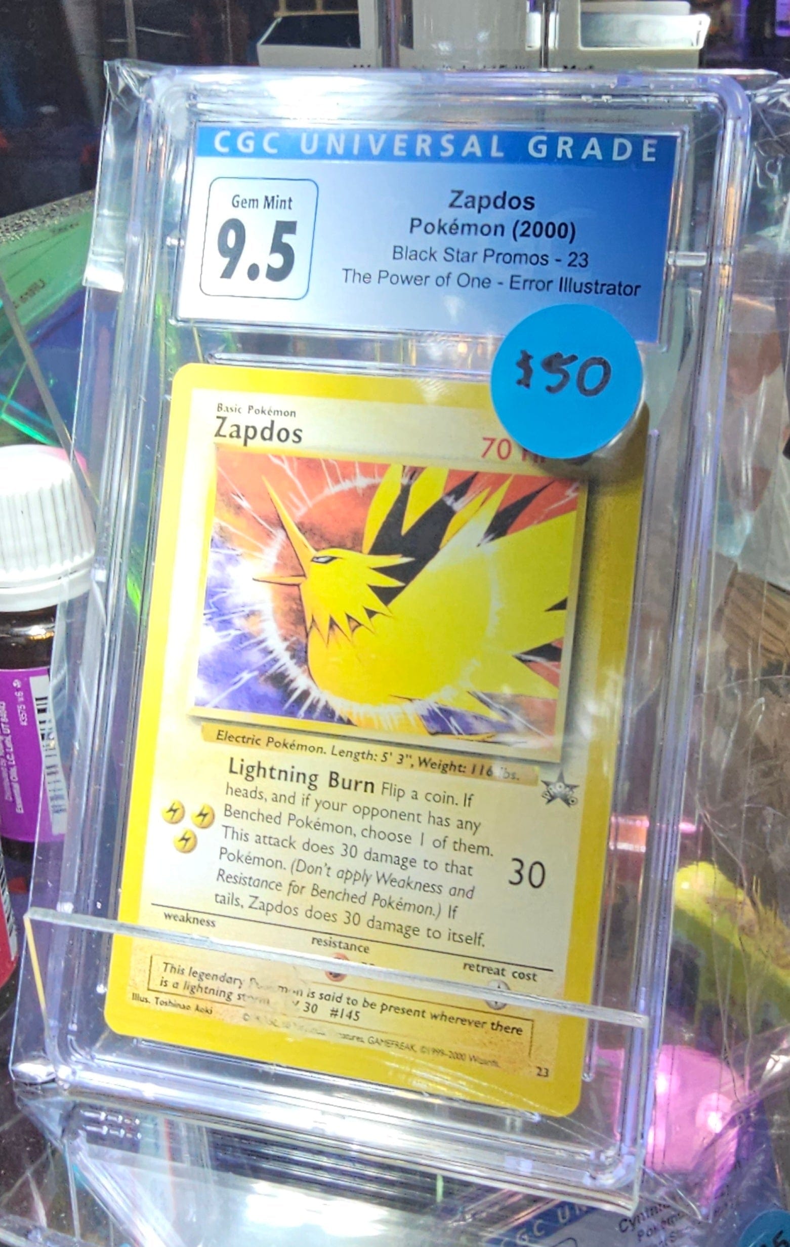 Pokémon TCG: 2000 Zapdos Black Star Promo - "Error Illustrator" (CGC 9.5 Gem Mint) - Vault 82