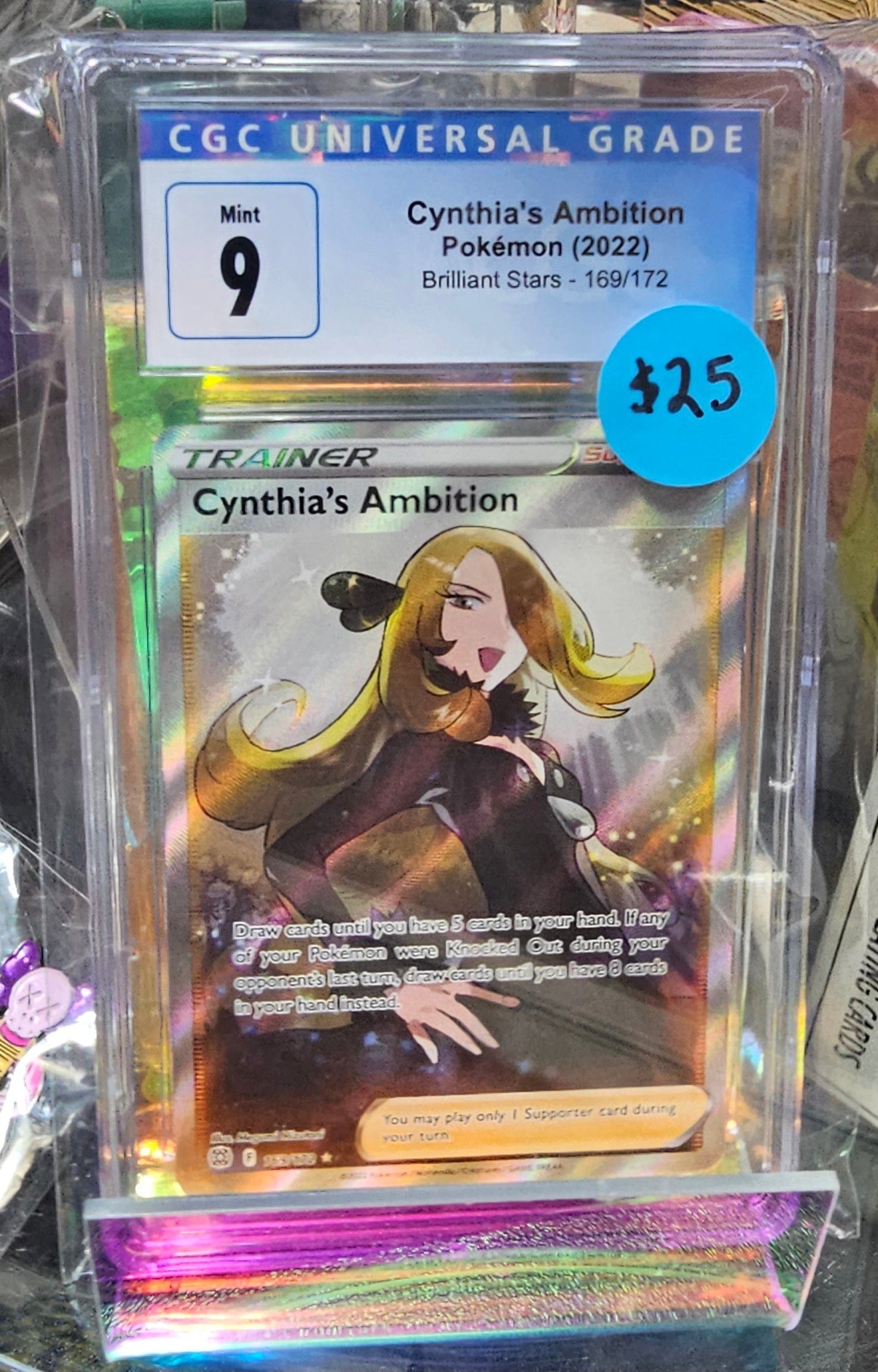 Pokémon TCG: Cynthia's Ambition Full Art Trainer - Brilliant Stars (CGC 9 Mint) - Vault 82
